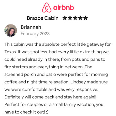Brazos Cabin was the perfect little gateway in Liberty Hills, TX